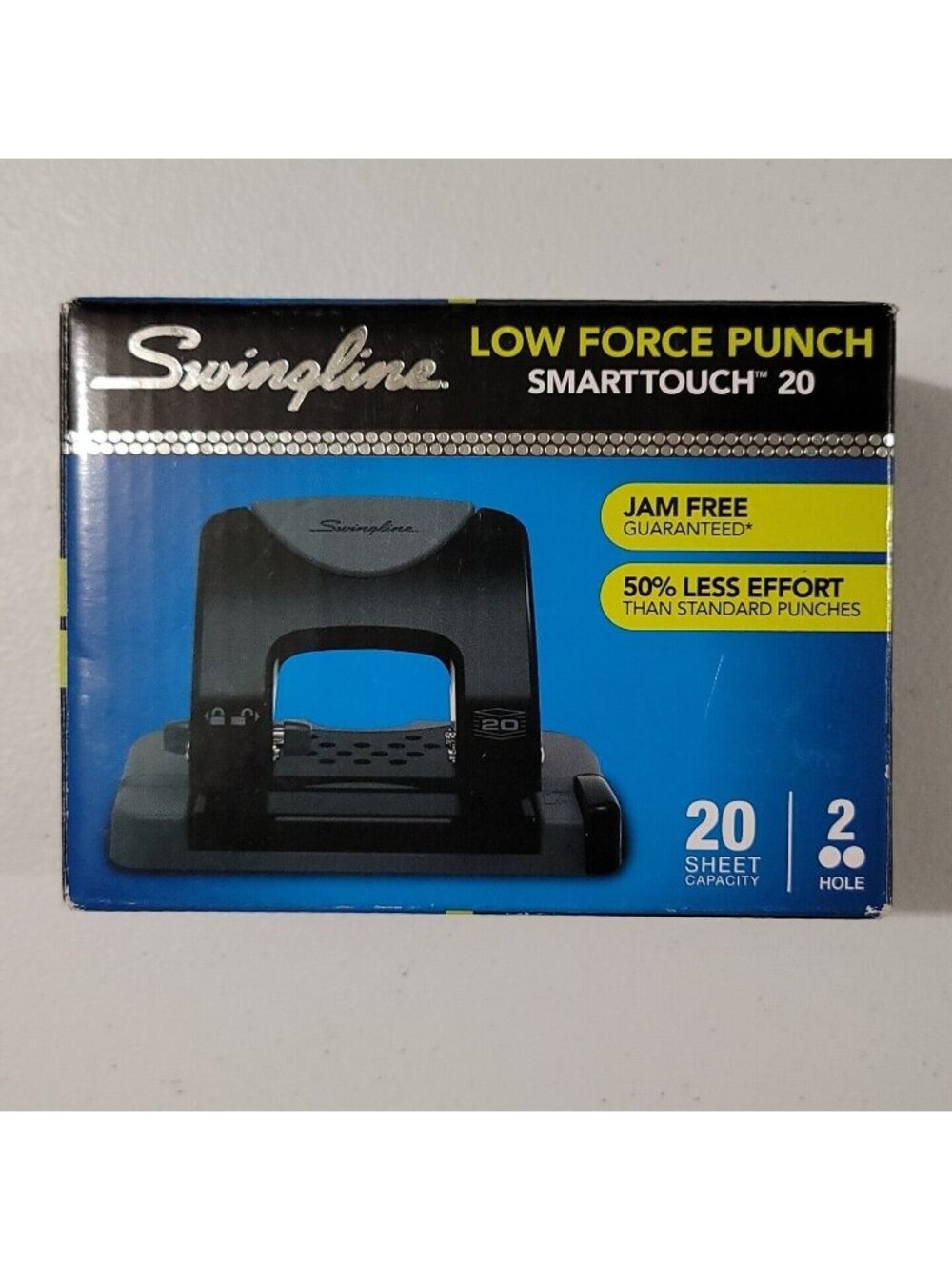 Swingline 20-Sheet SmartTouch Two-Hole Punch 9/32" Holes UPC 050505741359